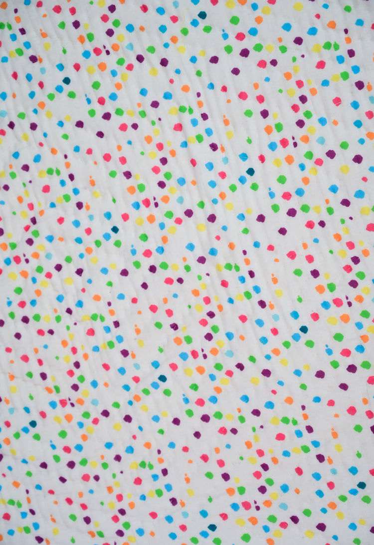 Baby wearing Anaario Multicolor Polka Spots organic mulmul cotton Sakura set, newborn to 24 months