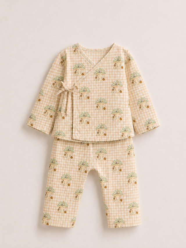 Anaario baby mushroom gingham co-ord set