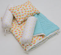 Snuggles and Cuddles Baby Blanket Gift Bundle (Orange and yellow hearts)