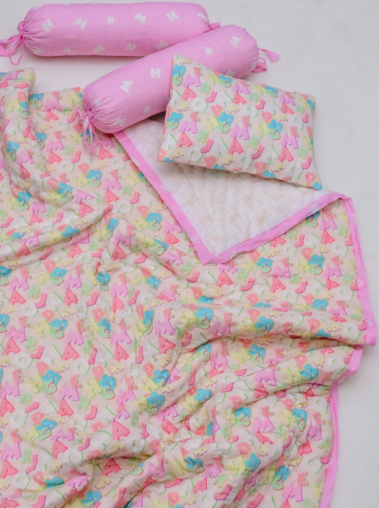 Snuggles and Cuddles Baby Blanket Gift Bundle (Multicoloured pastel alphabets)