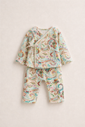 Baby wearing Anaario Pastel Paisley Wrap soft pastel paisley print co-ord set, newborn to 24 months
