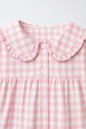 Baby wearing Anaario Pink Check Collar pink and white check long-sleeve dress set, newborn to 24 months