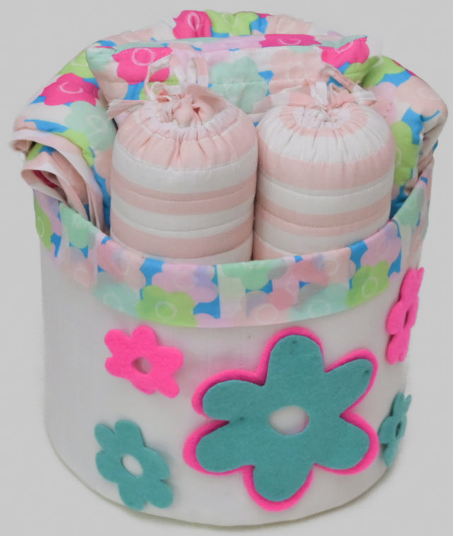 Snuggles and Cuddles Baby Blanket Gift Bundle (Neon and pastel florals - Pink)