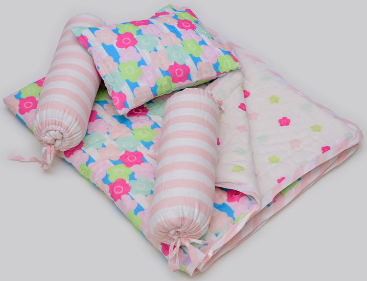 Snuggles and Cuddles Baby Blanket Gift Bundle (Neon and pastel florals - Pink)