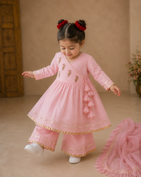 Indian Baby Pink Parrot Angrakha Set - Anaario - Image 1