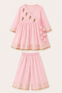 Indian Baby Pink Parrot Angrakha Set - Anaario - Image 3