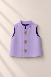 Baby purple and lavender palm jacket kurta set by Anaario