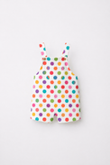 Baby wearing Anaario Rainbow Dot Pleated white with multicolour polka dots dress set, newborn to 24 months
