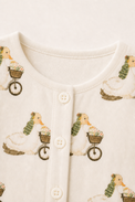 Baby wearing Anaario Retro Scooters organic mulmul cotton set, newborn to 24 months
