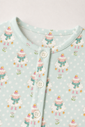 Baby wearing Anaario Snowy Sheep organic mulmul cotton set, newborn to 24 months