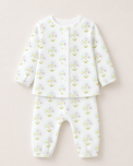 Baby wearing Anaario Vintage Garden organic mulmul cotton set, newborn to 24 months