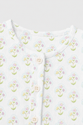 Baby wearing Anaario Vintage Garden organic mulmul cotton set, newborn to 24 months