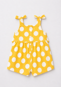 Baby wearing Anaario Yellow White Polka Dot Tie-Shoulder sleeveless romper, newborn to 24 months