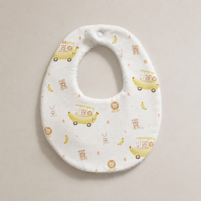 Banana bamboo baby bib — print detail