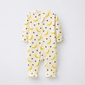 Banana bamboo cotton baby sleepsuit — full-sleeve two-way zip romper onesie, front
