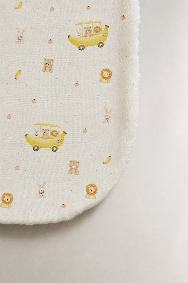 Banana bamboo baby burp cloth — print detail