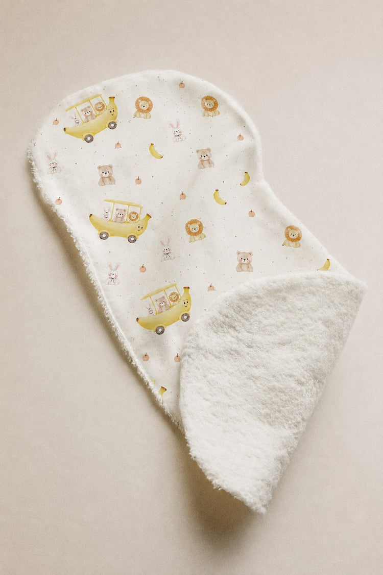 Banana bamboo baby burp cloth — folded