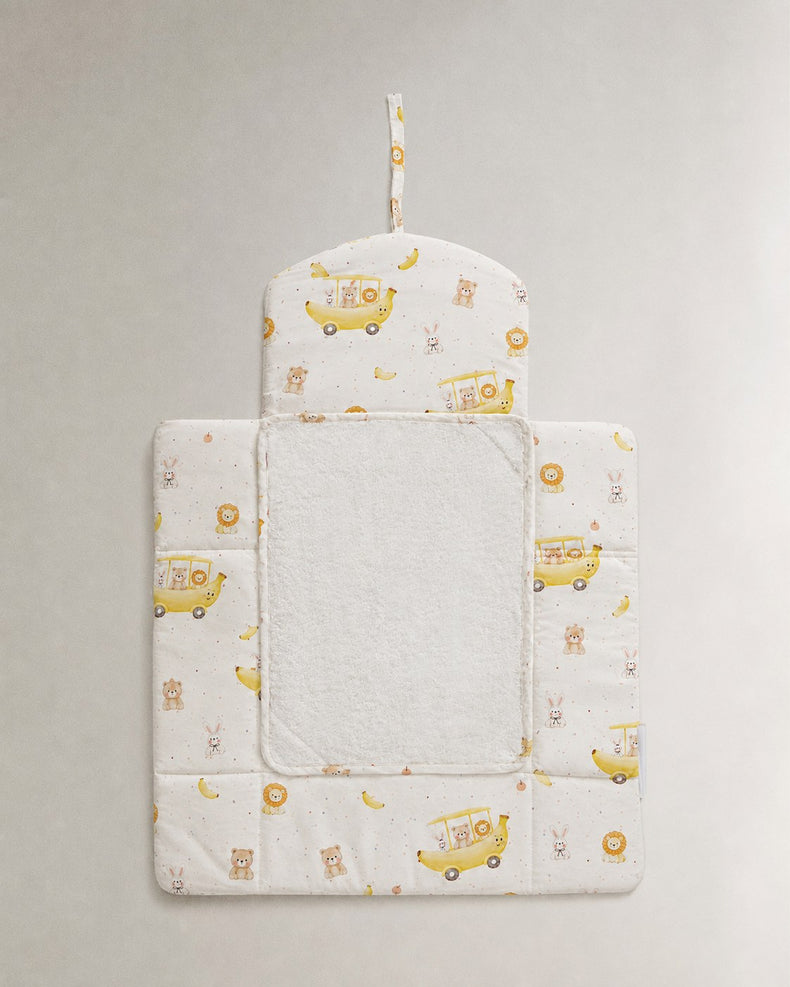 Banana bamboo baby changing mat — banana print, soft bamboo cotton