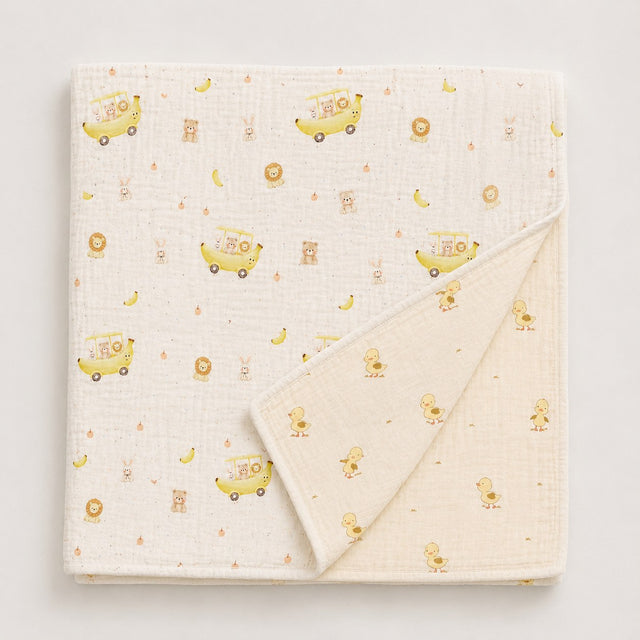 Banana bamboo baby quilt — banana print, soft bamboo cotton