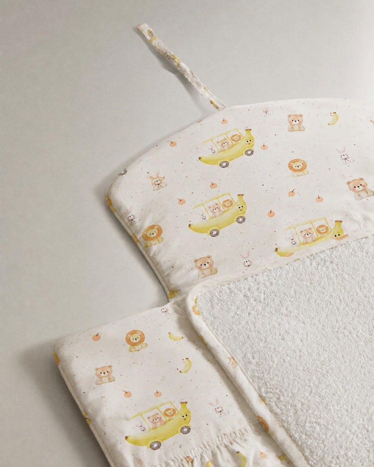 Banana bamboo baby changing mat — banana print, soft bamboo cotton