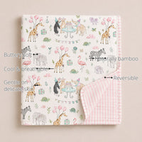 Giraffe Birthday Party Bamboo Baby Quilt features