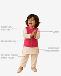 Anaario Beige Flamingo-Motif Boys' Waistcoat Set (Pink Waistcoat) key features