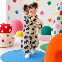 Beige Mammoth Hooded Barrel Pant Set on girl by Anaario – winter kidswear