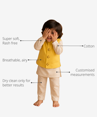 Anaario Beige Moon-Star Boys' Waistcoat Set (Yellow Waistcoat) key features