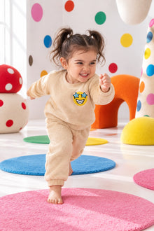 Beige Smiley Fleece Set