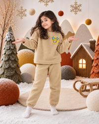 Beige Smiley Fleece Set on child by Anaario – winter fleecewear