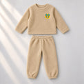 Beige Smiley Fleece Set top and bottom by Anaario
