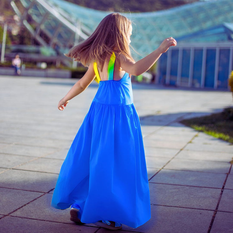Girl wearing Anaario Cosmic Bewitched Jumpsuit, Aqua Magic Print