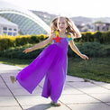 Girl wearing Anaario Cosmic Bewitched Jumpsuit, Aqua Magic Print