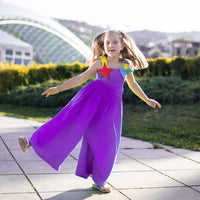 Girl wearing Anaario Cosmic Bewitched Jumpsuit, Aqua Magic Print