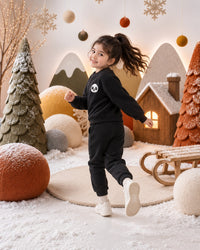 Black Panda Fleece Set on child by Anaario – winter fleecewear