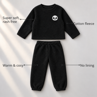 Black Panda Fleece Set feature highlights by Anaario – super soft, warm cotton fleece, no lining