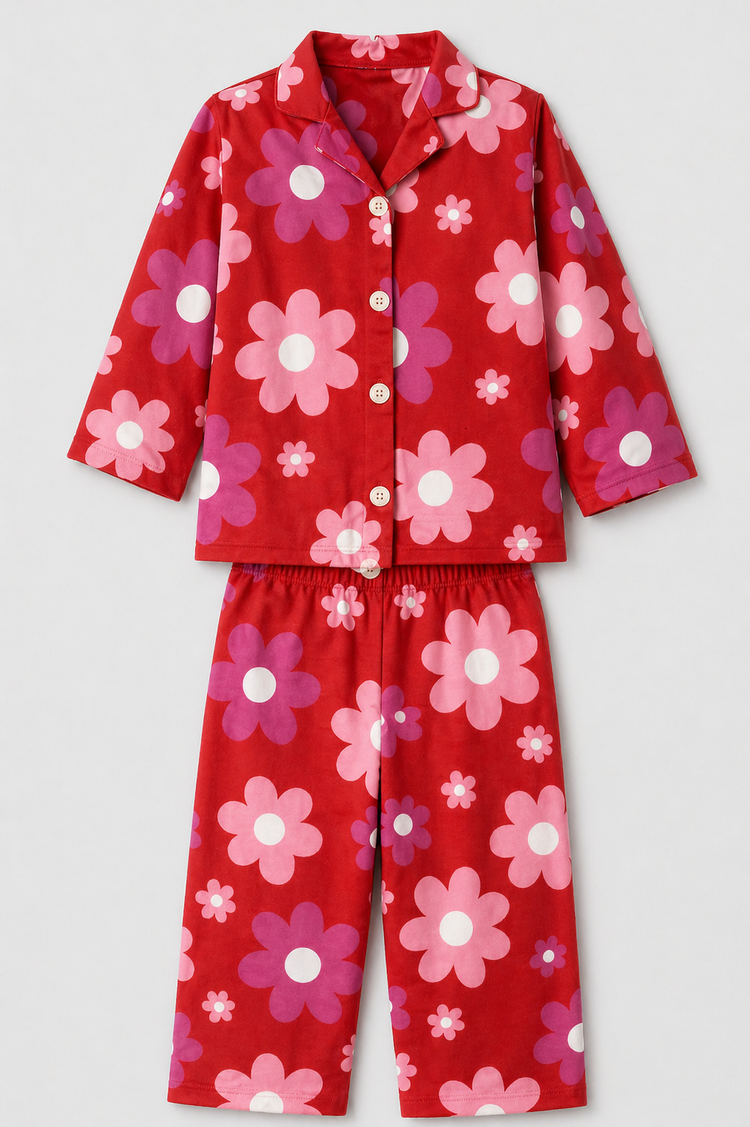 Girl wearing Anaario Bloom Pop Night Suit