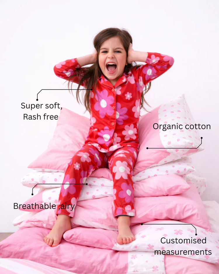 Girl wearing Anaario Bloom Pop Night Suit