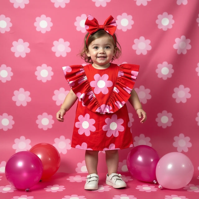 Girl wearing Anaario Bloom Pop Ruffle Dress