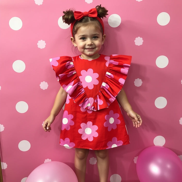 Girl wearing Anaario Bloom Pop Ruffle Dress