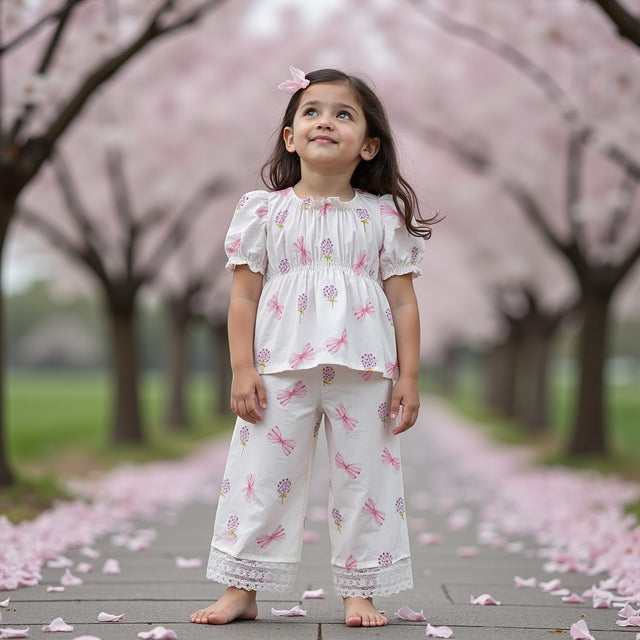 Girl wearing Anaario Blossom Breeze Co-ord Set