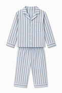 Boy wearing Anaario Blue and Grey Stripes Night Suit
