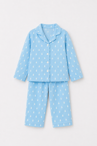 Boy wearing Anaario Blue and White Raindrops Night Suit