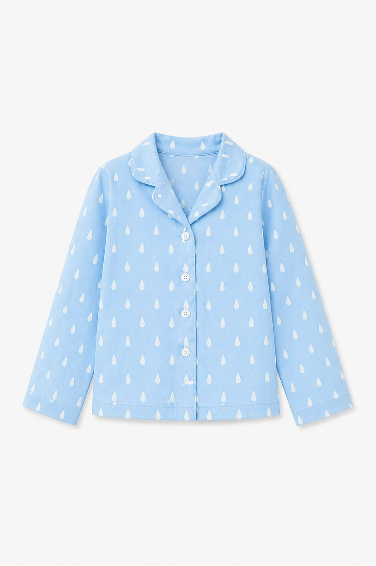 Boy wearing Anaario Blue and White Raindrops Night Suit