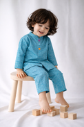 Girl wearing Anaario Blue Cotton Co-ord Set