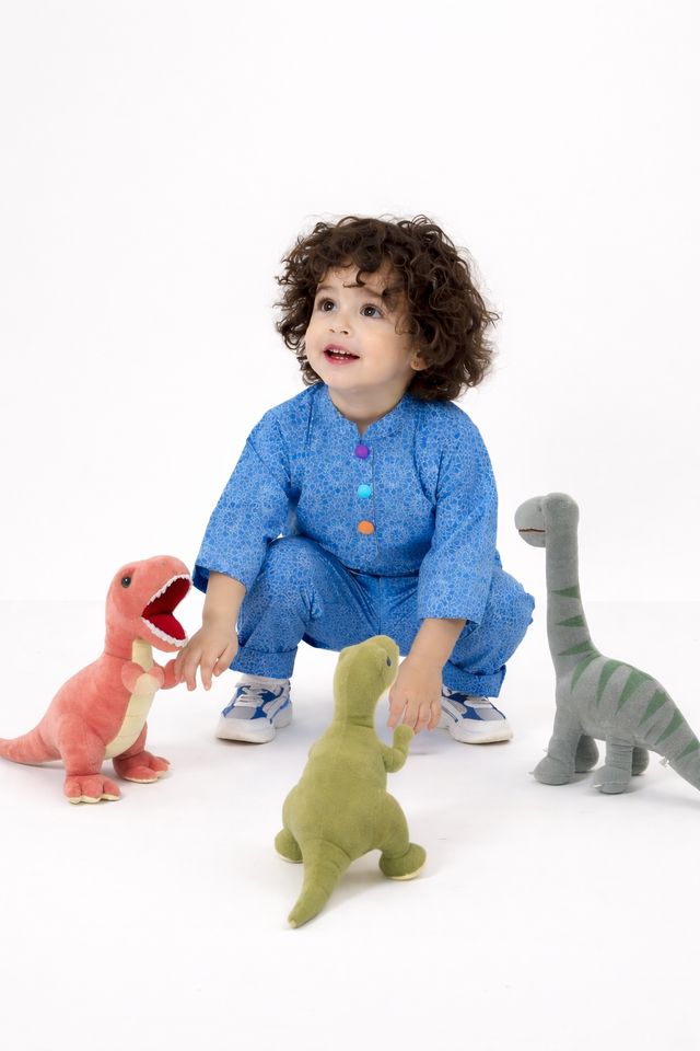 Girl wearing Anaario Blue Cotton Co-ord Set