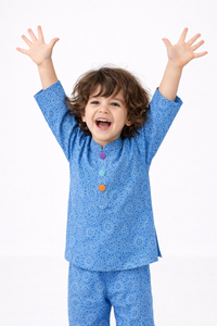 Girl wearing Anaario Blue Cotton Co-ord Set