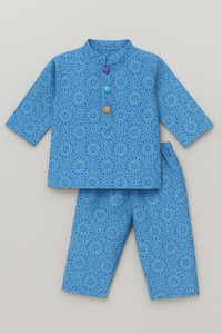 Girl wearing Anaario Blue Cotton Co-ord Set