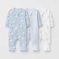 Blue Duck bamboo baby sleepsuit combo — coordinating full-sleeve two-way zip romper onesies