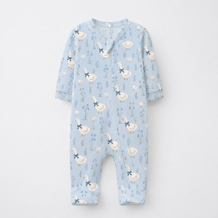 Blue Duck bamboo cotton baby sleepsuit — footed zip-front sleepsuit, onesie romper
